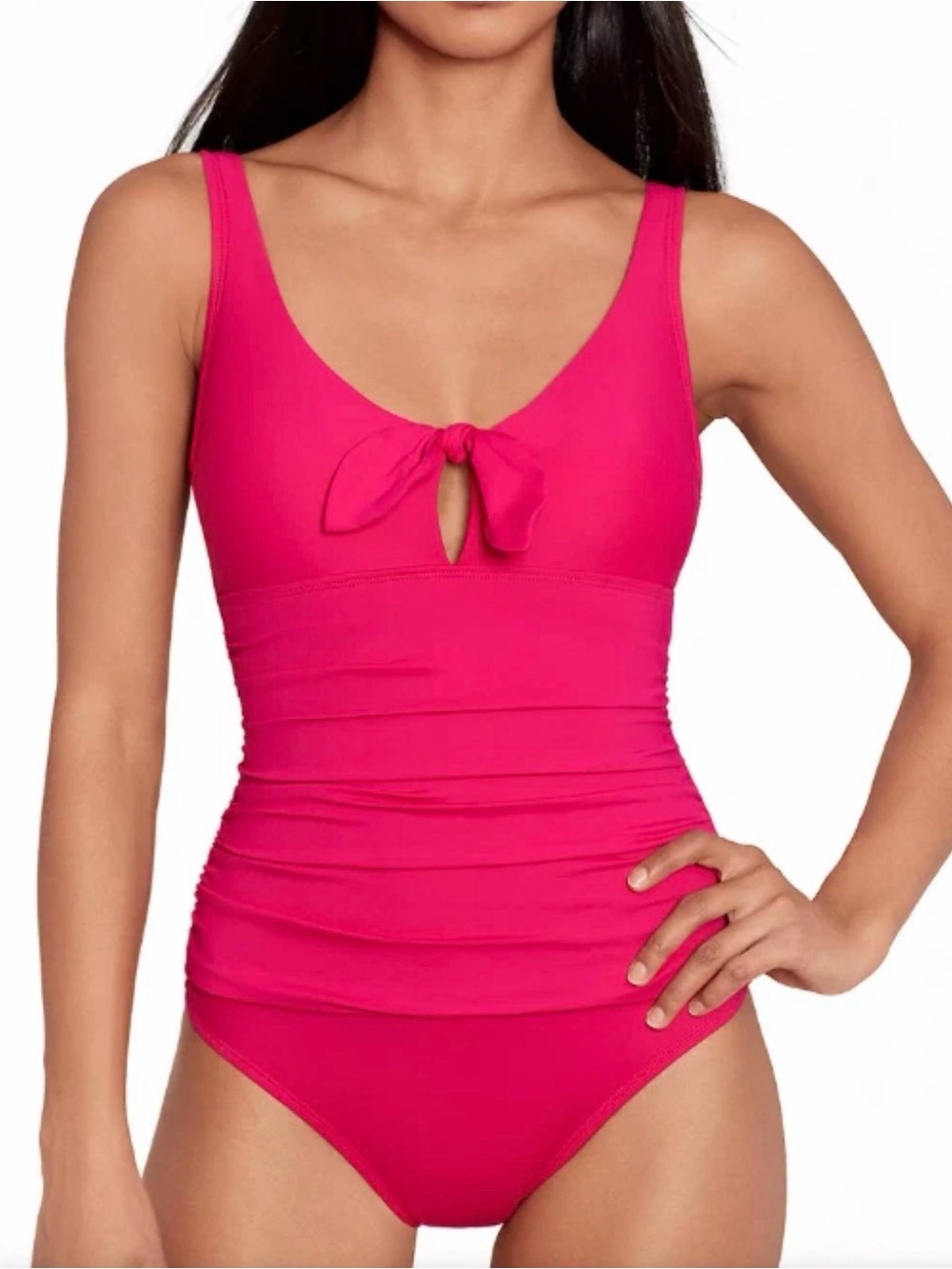 Ralph Lauren Front-Tie Underwire Tummy Control Swimsuit Pink Size 8 NWT